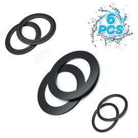 Strainer Washer and Ring Kit (6 pcs) - 10745, 10262 and 10255,25076RP 1-1/2 in Washer and Ring Kit for Pool Plunger Valves, black.