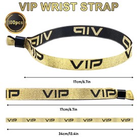 100 Stück VIP Stoff Einlassbänder: VIP Eintrittsbänder Goldene, Festival Armbänder, Partybänder, Wasserfeste Party Bändchen für Veranstaltung Party Vergnügungspark Konzert Geburtstag Hochzeit