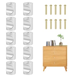 Pack of 10 Stainless Steel Drawer Knobs, Conical Metal Furniture Knobs, Brushed Round Single Hole Small Handle, Single Hole, Aluminium with Screws, Wear-Resistant (Set B)