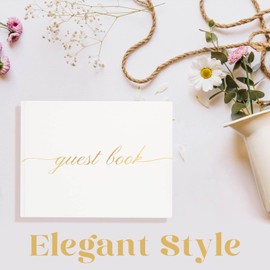 ZICPERY ZICPERY Elegant Wedding Guest Book - Perfect for Wedding Receptions, Baby Showers, Birthdays and Special Events - Polaroid Guest Book with 110 Lined Pages for Sign-in and Photos -Hardcover (White)