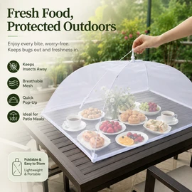 Foldable Mesh Food Cover for Indoor & Outdoor Dining – 40x60cm Pop-Up Screen for Picnics, BBQs & Kitchen Use