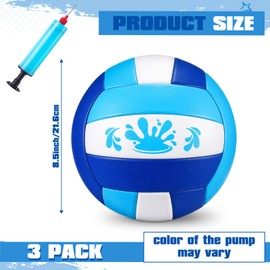 Leitee 3 Pcs 8.5 Inch Waterproof Soft Beach Volleyball Swimming Pool Water Volleyball with Soft Cover and Pump for Teens Adults Outdoor Indoor Pool Beach Play Training Practice(Blue)