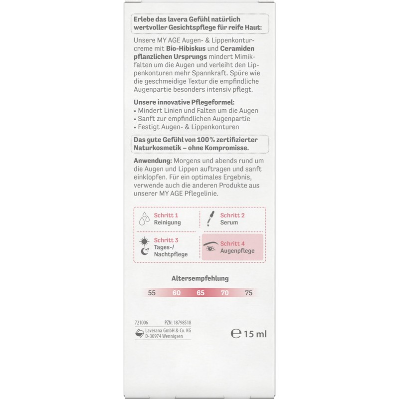 lavera MY AGE eye & lip contour cream 15 ml