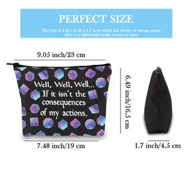 JTOUK D and D Gift Role Playing Games Gift D20 Dice Pouch D D Accessory Pouch Bag DM Games Makeup Bag for RPG Gamer (My Actions Bag EU)