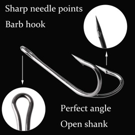 Double Hooks - 35pcs Fly Tying Double Hooks Classic Frog Hooks 3X Strong Sharp Open Shank High Carbon Steel Barbed Small for Saltwater and Freshwater