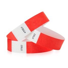300 WristCo Neon Red Tyvek Wristbands for Events – Tamper-Proof Design & Fluorescent Color Prevent Reuse – Premium-Grade Bracelets for Hospital & Medical ID, Party & VIP Identification