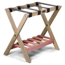 Woodlore Luggage Rack With Shoe Shelf For Guest Room,Bedroom and Home - Made In USA