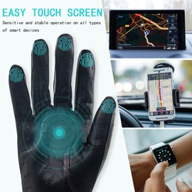 ZLUXURQ Womens Vintage TouchScreen Black&Red Leather Driving Gloves Unlined -Soft And Thin Quality Italian Lambskin