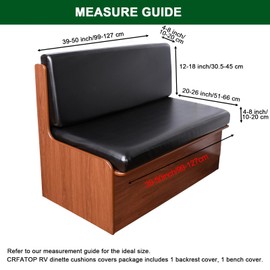 CRFATOP PU RV Dinette Cushion Covers Set of 2 Waterproof Camper Seat Slipcover Stretch Sofa Loveseat Chair Cover Futon Protector for RV Camper Car Bench 2 Backrest Cover & 2 Bench Cover,Black