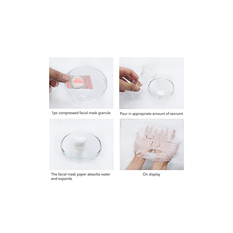 100 Uds Mascarilla Facial Comprimida Desechable de Algodón Puro DIY