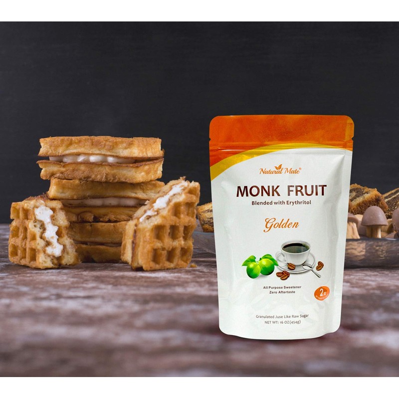 Natural Mate Monkfruit Sweetener with Erythritol – Golden (16oz/1Lb, 5Pack)