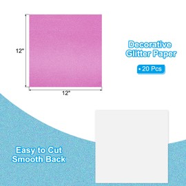 PATIKIL 20Sheets Dark Pink Glitter Cardstock Paper, 12 x 12 in 250gsm Square Premium Sparkly Paper Craft Cardstock Paper for Scrapbook Card Making DIY Art Projects Wedding Party