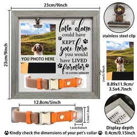 FINGERINSPIRE Pet Memorial Picture Frame 9x9inch If Love Alone Could Have Kept You Here Pet Picture Frames with Photo Clip & Collar Holder Wood Memorial Gift Frame for Dogs Cat Pets That Passed