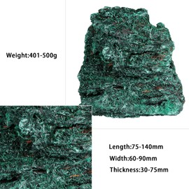 Nupuyai Natural Raw Malachite Crystal Cluster Geode, Green Mineral Crystal Stone Specimen for Reiki Healing Home Decor 401-500g