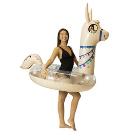 PoolCandy Inflatable Animal Pool Tubes & Swim Rings (Llama Glitter Filled 48" inch Pool Tube Swim Ring)