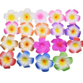 10Pcs Multicolor Cute Hawaii Plumeria Flower Clips Hawaiian Flower Hair Barrettes Beach Party Hair Clips Artificial Tropical Flower Hairpins for Wedding Hair Accessories (7cm)