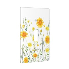 Yellow Wildflower Spring Floral 1 Gang Single Toggle Light Switch Cover Decorative Vintage Blossom Country Flower Wall Plates Outlet Electrical Faceplate Receptacle for Bedroom Kitchen Accessories