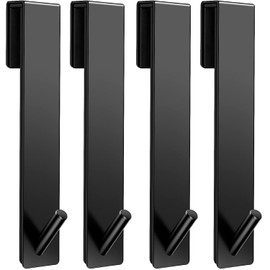 Kontoyo Shower Door Hooks(7.5 Inch),Extended Over Door Hooks for Bathroom Frameless Glass Shower Door,Stainless Steel Towel Hooks,Heavy Duty Rack Hooks for Robe,Towel-4 Pack-Black