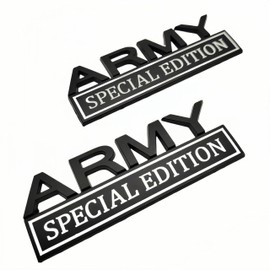 2pack Army Special Edition Emblems, Army Car Emblem 3D Badge Decal Car Truck Replacement Compatible with Universal Vehicle, Truck, SUV, Army Decal Sticker Strong Adhesive (Black/White)