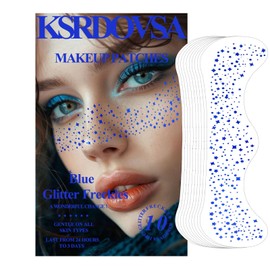 10PCS Glitter Freckles - Blue - Face Glitter Makeup Speckles- Cute Glitter Makeup Accessories for Women - Glow Up Makeup Patches Cosmetic Glitter for Face