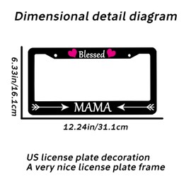 GUWEI License Plate Frames Red Heart Shape Blessed Mama License Plate Holder Car Tag Cover Frame Accessory Decor with 2 Holes Screws for Men Women 6.3x12.3 Inch(KC-10)