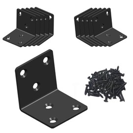 Dayalo Pack of 10 Angle Connectors, Black, 50 x 50 x 50 mm, Beam Angle Wooden Connector, Metal Angle Connector, Stainless Steel Angle Metal Angle 90 Degree, L Shape for Mounting Angle Bracket,
