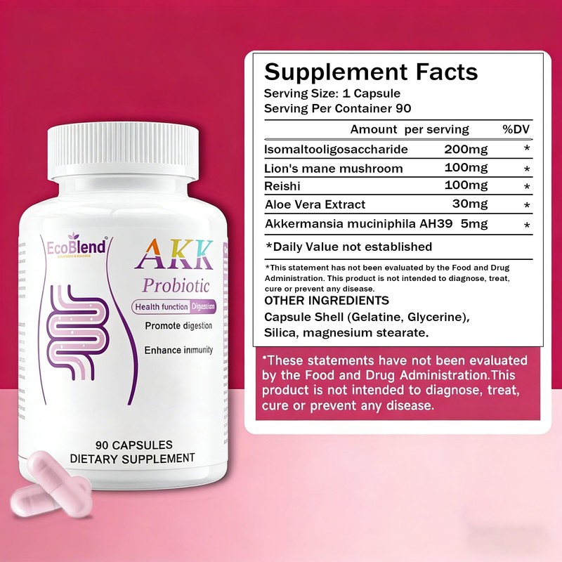 EcoBlend Probiotic 6 Strains AKK Formula for Gut Health, 90