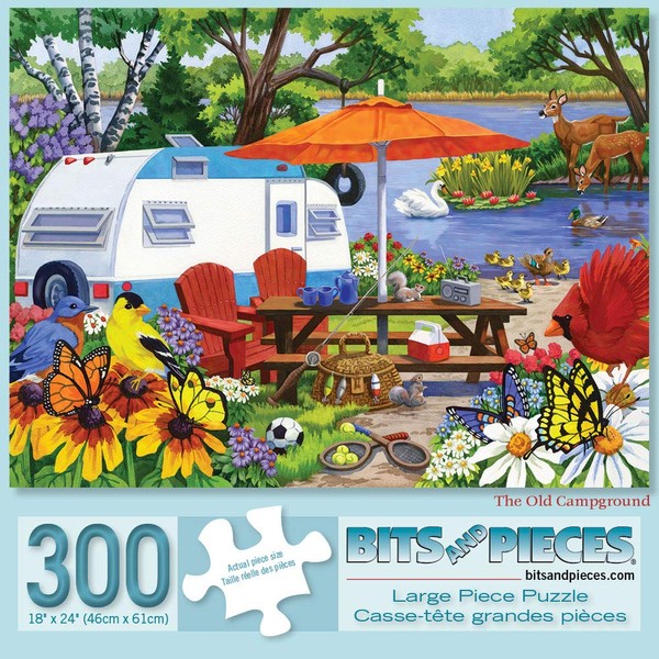 Bits and Pieces - 300 Piece Jigsaw Puzzle for Adults 18" X 24" - The Old Campground - 300 pc Bird and Animal Jigsaws by Artist Nancy Wernersbach