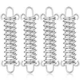 HAIKING Tent Fixed Buckle, 4 PCS Silver Stainless Steel Spring Wind Rope Buckle Tent Accessories for Outdoor, Camping, Travel (3.5 x 12cm/1.37 x 4.72in)
