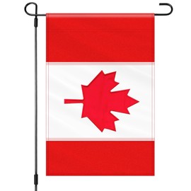 12 x 18 Inches Canada Garden Flag for Yard Lawn Outdoor Decor, Embroidered Red Maple Leaf Design Double-Sided Burlap Banner for Canada Day, July 1st, Patriotic Holiday, Front Porch Outside Decorations
