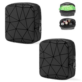 Likesing Sanitary Napkin Storage Bag, Leather Portable Period Bag for Girls Women, Sanitary Napkin Period Pad Pouch Tampon Holder for Purse, Small Make Up Bags, 2 Pack(Black)