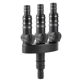 efuturetime 3-way distributor for fountains, adjustable water distributor, made of ABS, 1/2 inch (13 mm) and 3/4 inch (19 mm) hose distributor, black hose distributor, specialised in fountain systems