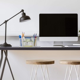 Relaxdays Desk Organiser, Modern Look, Metal Mesh, Total Dimensions: H x W x D Approx. 10.5 x 22 x 11 cm, White