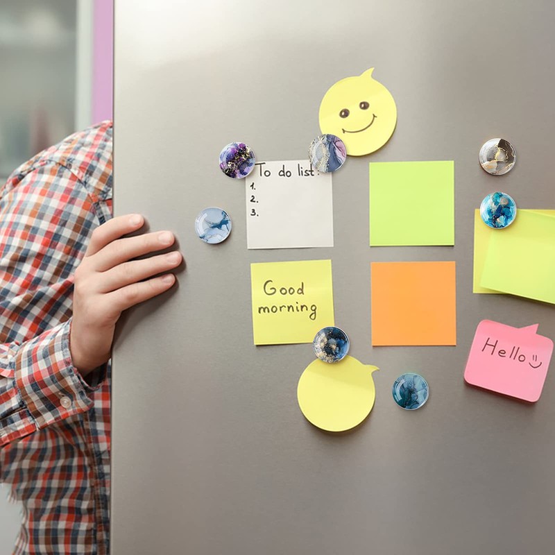FuninCrea Magnetic Fridge Stickers, Pack of 12 Glass Colourful Marble