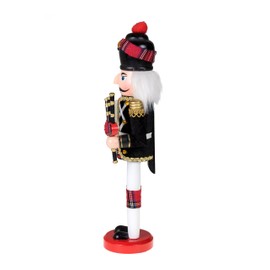 Clever Creations Platinum Scottish Bagpiper 14 Inch Traditional Wooden Nutcracker, Festive Christmas Décor for Shelves and Tables
