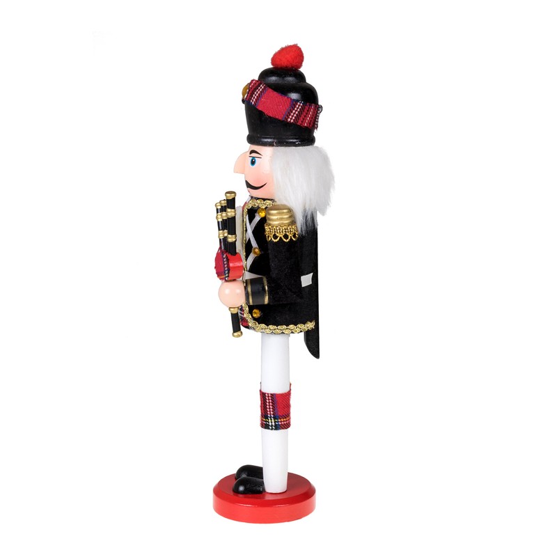 Clever Creations Platinum Scottish Bagpiper 14 Inch Traditional Wooden Nutcracker,