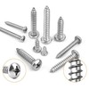 200PCS Self-Tapping Screws,304 Stainless Steel Round Head Tapping Screws,Full Threaded