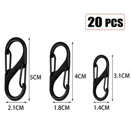20 Pcs S Small Carabiner Keyring Clip, 3 Sizes Dual Opening Keychain Clip S Ring Locking Carabiner Double Clip Hook for Outdoor Hiking Fishing Camping Traveling