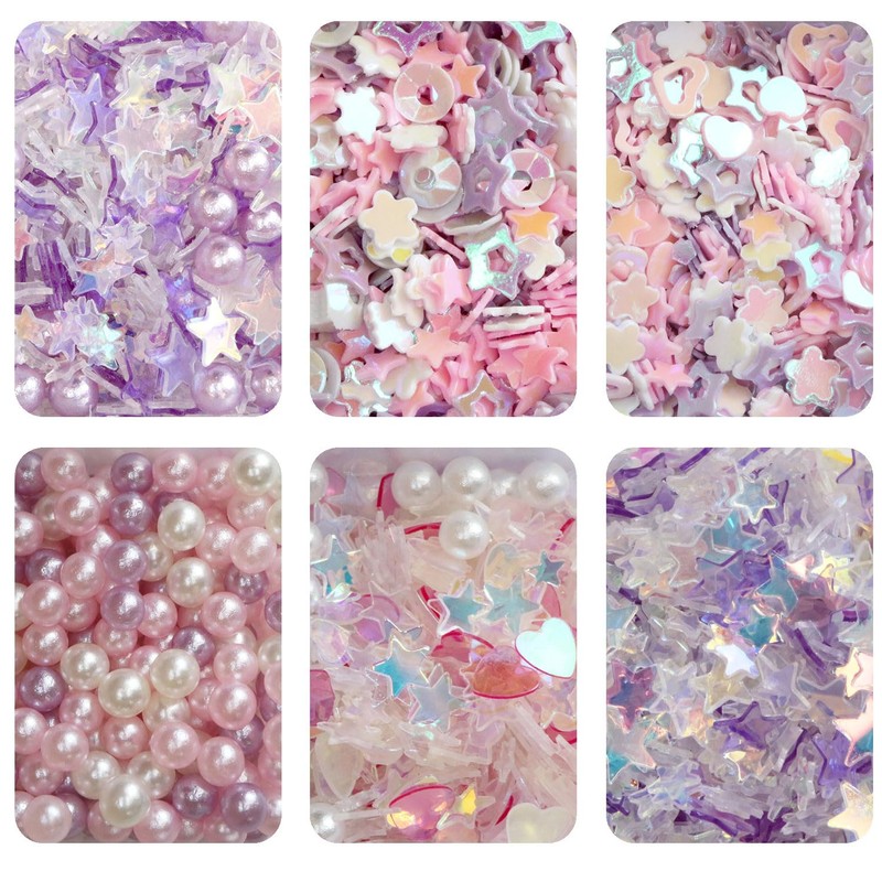 Sequin Set [Pink] White Purple Nail Parts Pearl Decoration Parts