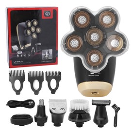 Electric Beard Shavers 6‑in‑1 Multifunctional Waterproof USB Rechargeable Electric Razors Golden