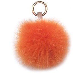 Sqzrpomddy Cute Keychain Pendant Faux Fur Large Fox Fur Pom Pom Keychain Bag Charm Fluffy Fur Ball, orange