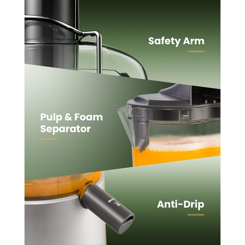 GDOR Powerful 1200W Juicer with Larger 3.2" Feed Chute, Titanium
