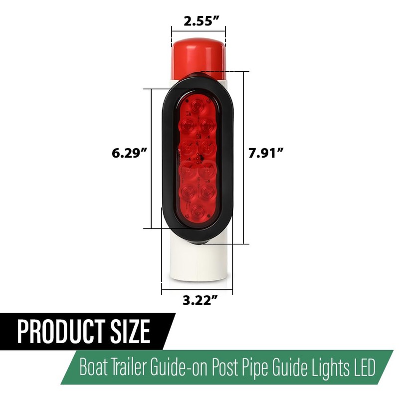 LQI LED Boat Trailer Guide-On Post Pipe Guide Lights Fit