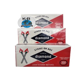 Strike On Box Matches (3 Boxes of 300) Multi Use Candle Fireplace Grill BBQ Kitchen Camping and Many Other Occasions Includes a K&B Merchandise Magnet [Packaging May Vary]