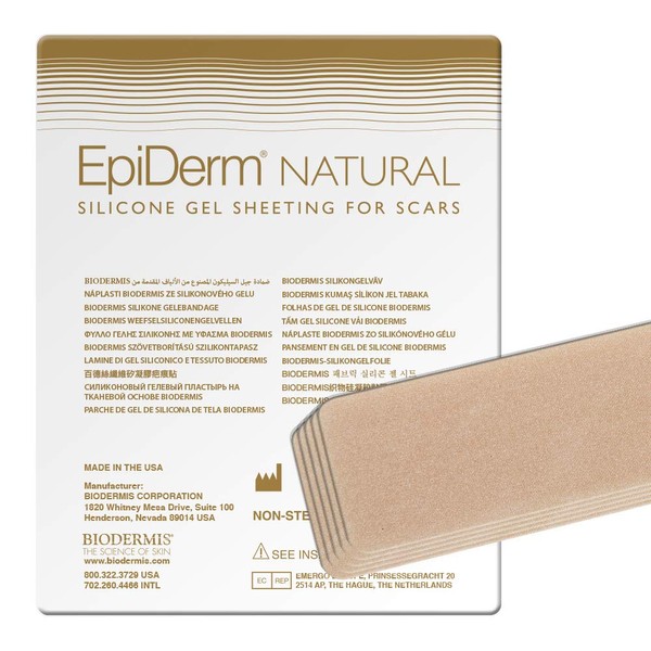 Epi-Derm C-Strip -1.4 x 6 in - (5 Pack) (Natural) Silicone Scar Sheets from Biodermis