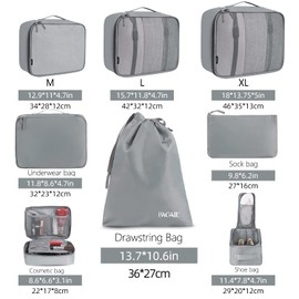 BAGAIL BAGAIL 8 Set Packing Cubes Luggage Packing Organizers for Travel Accessories-Pewter Color