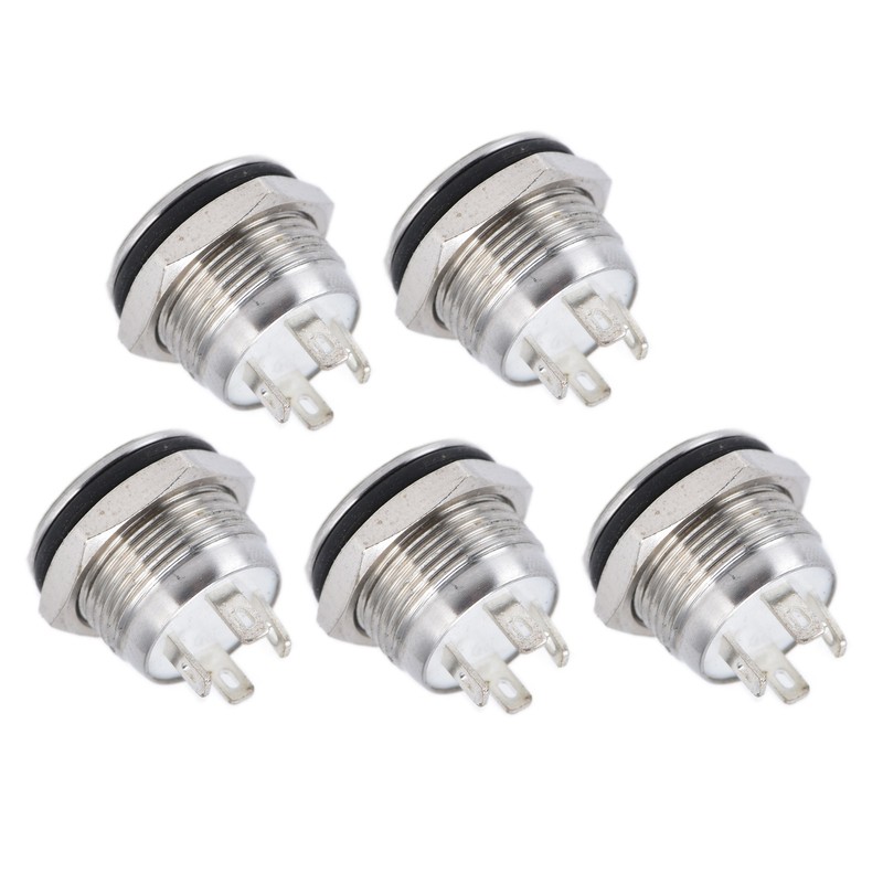 5Pcs Button Switch Stainless Steel Flat Top Button with LED