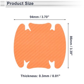 RATCHROLL 4 Pcs Universal Car Door Handle Cup Cover Adhesion Door Protection Door Bowl 3D Sticker Scratch Protector 86x94mm Carbon Fiber Pattern Orange PVC