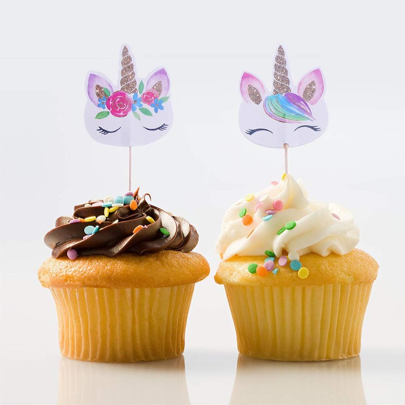 CCINEE 48 piezas de decoración de unicornio arcoíris para cupcakes,