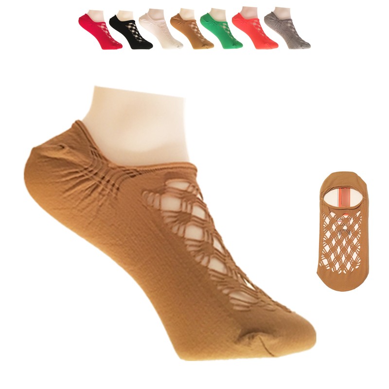 3 Pairs Ladies Fishnet Mesh Design Comfortable, Elegant Footsie Trainer